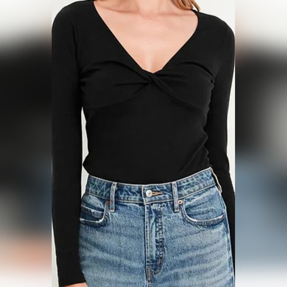 Old Navy Tops - Old Navy Twist-Front Black Long Sleeve Top- MEDIUM